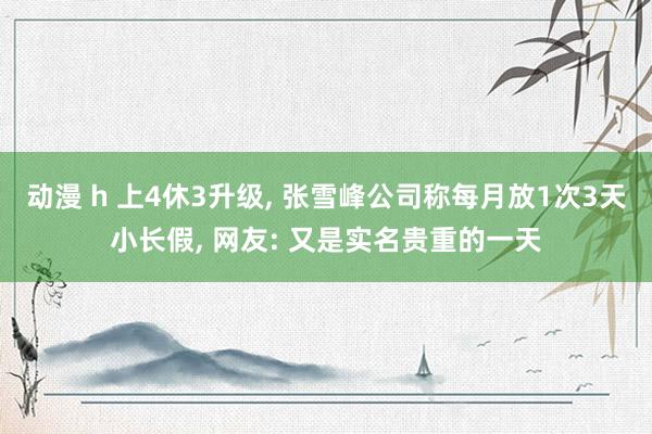 动漫 h 上4休3升级， 张雪峰公司称每月放1次3天小长假， 网友: 又是实名贵重的一天