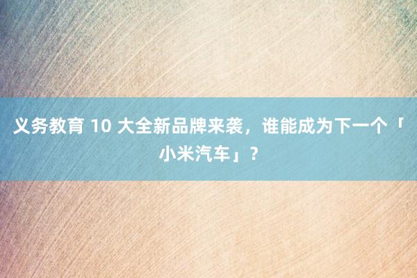 义务教育 10 大全新品牌来袭，谁能成为下一个「小米汽车」？